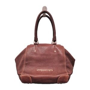 Adolfo Dominguez Brown Pebble Leather Purse Handbag